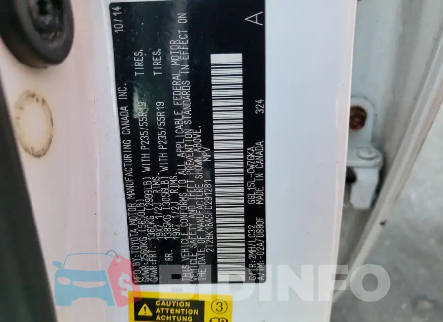 2T2BK1BA5FC291281 Photo# 13