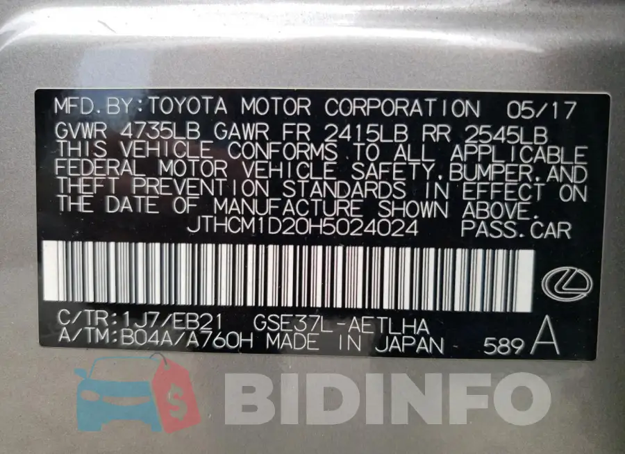 JTHCM1D20H5024024 Photo# 12