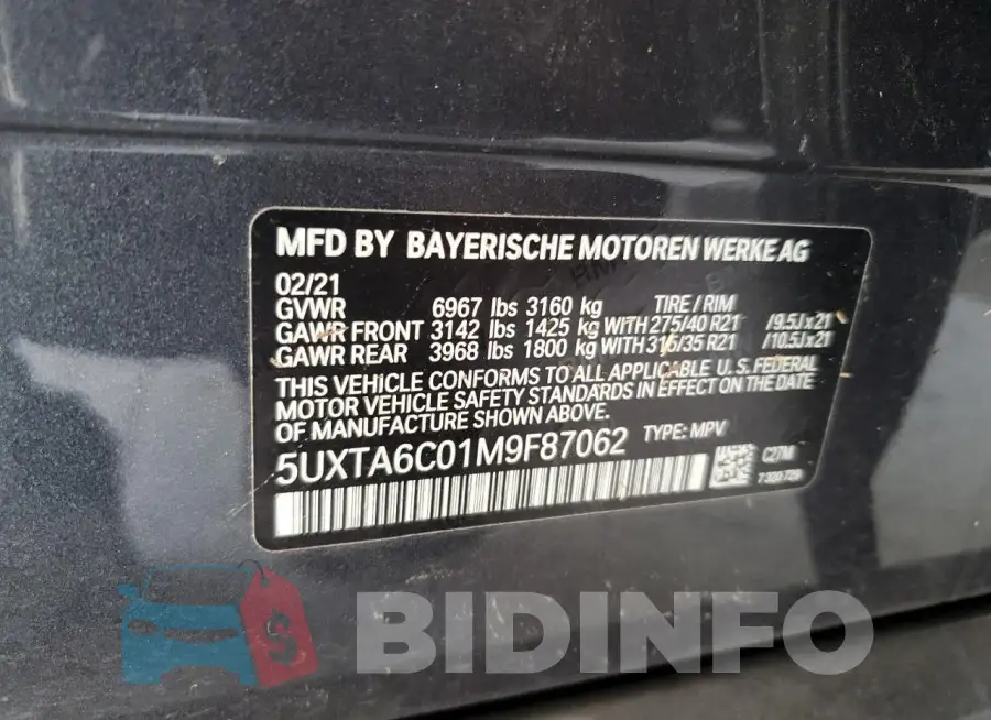 5UXTA6C01M9F87062 Photo# 13