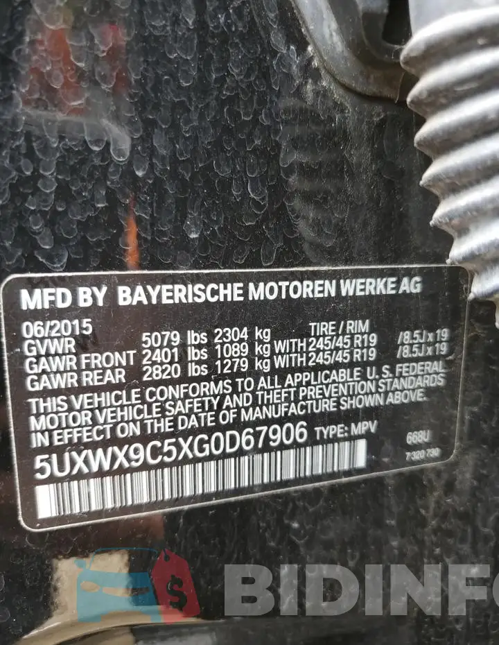 5UXWX9C5XG0D67906 Photo# 13