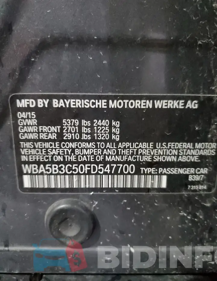 WBA5B3C50FD547700 Photo# 12