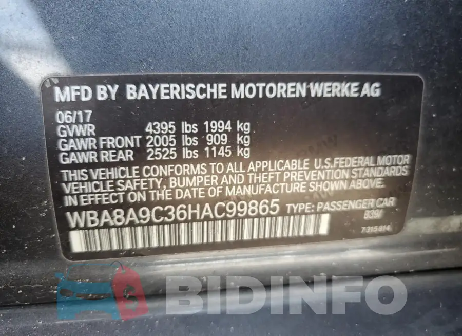 WBA8A9C36HAC99865 Photo# 12