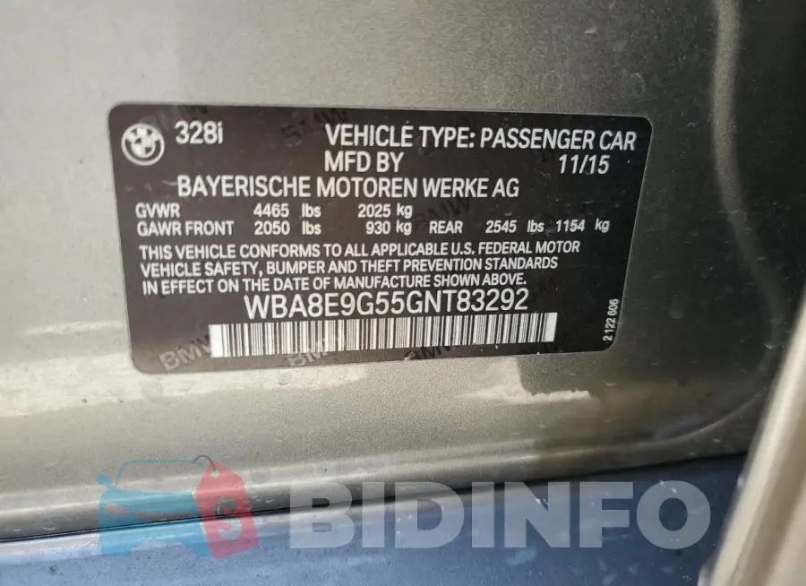 WBA8E9G55GNT83292 Photo# 12