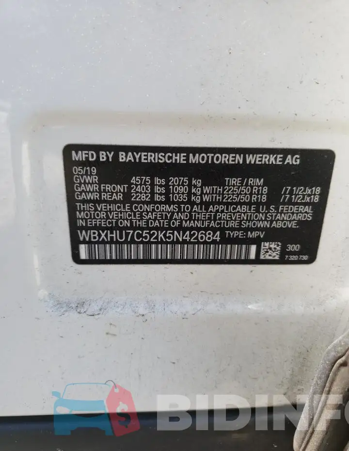 WBXHU7C52K5N42684 Photo# 14