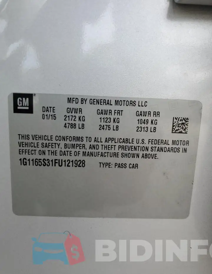 1G1165S31FU121928 Photo# 12