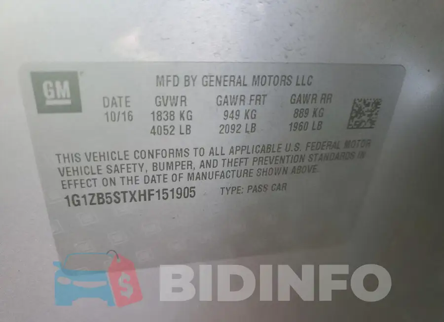 1G1ZB5STXHF151905 Photo# 12