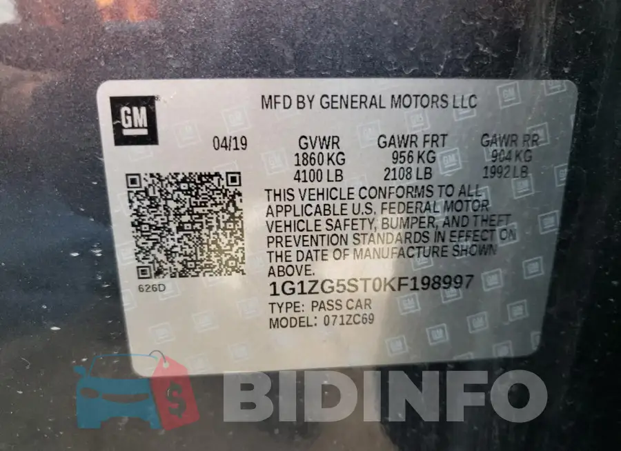 1G1ZG5ST0KF198997 Photo# 12