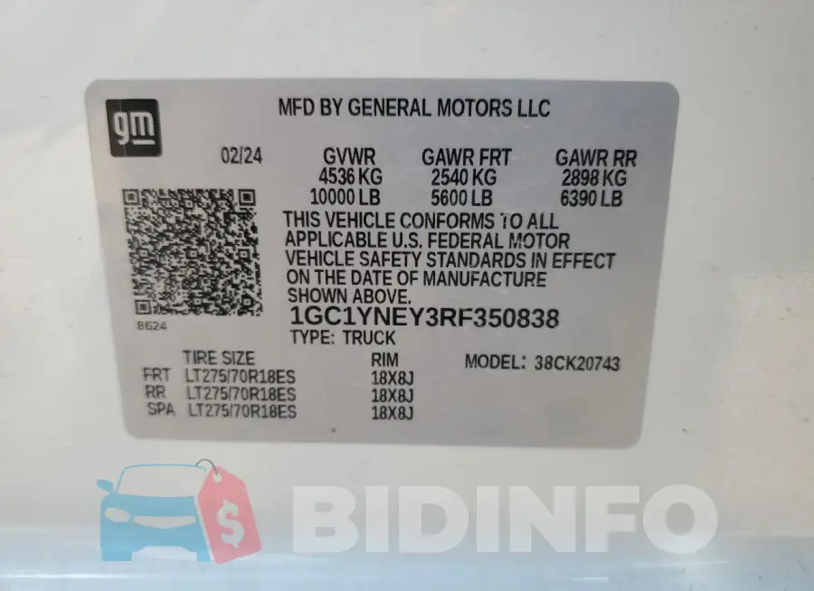 1GC1YNEY3RF350838 Photo# 12