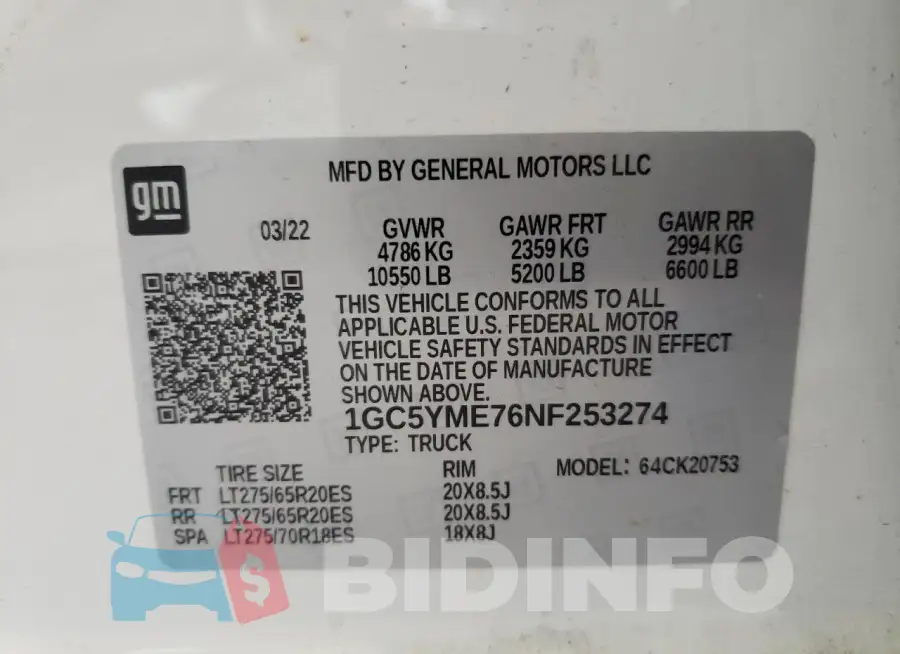 1GC5YME76NF253274 Photo# 12