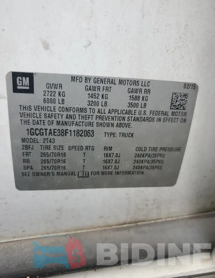 1GCGTAE38F1182063 Photo# 12