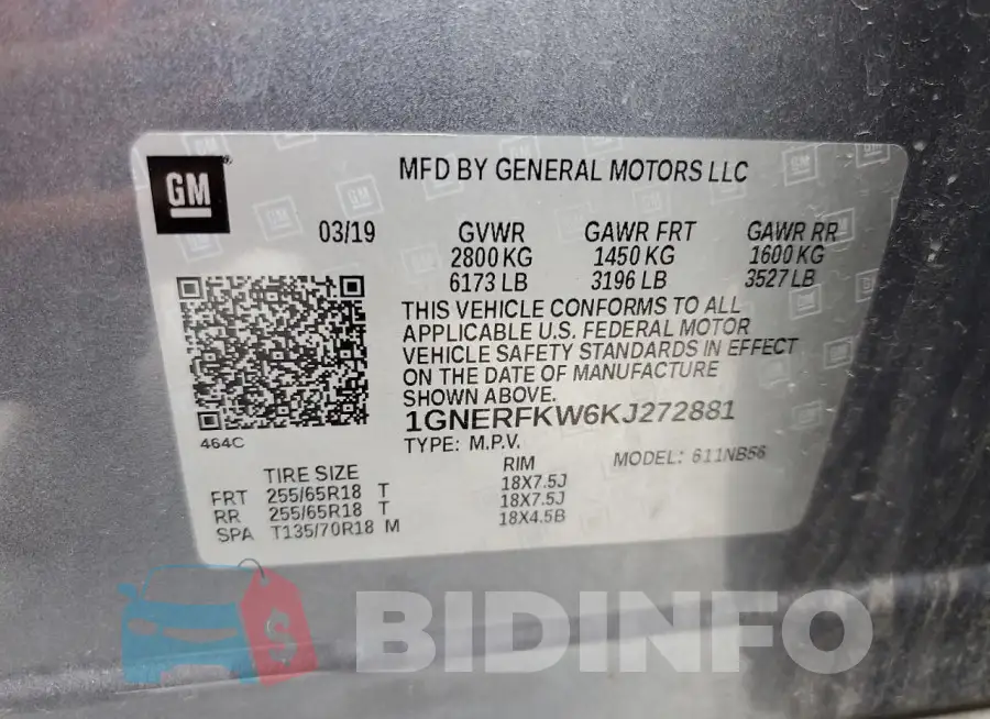 1GNERFKW6KJ272881 Photo# 14