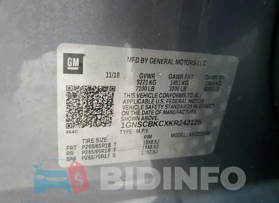 1GNSCBKCXKR242125 Photo# 14