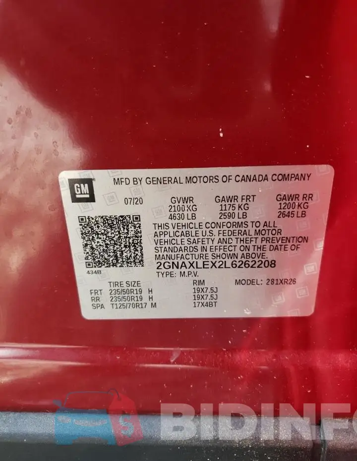 2GNAXLEX2L6262208 Photo# 13
