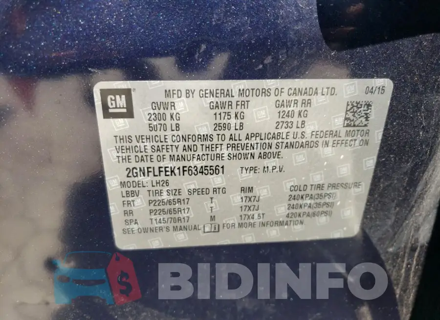 2GNFLFEK1F6345561 Photo# 13