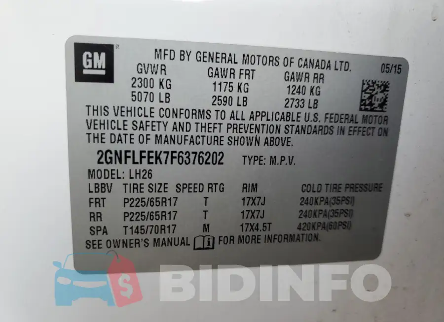 2GNFLFEK7F6376202 Photo# 13