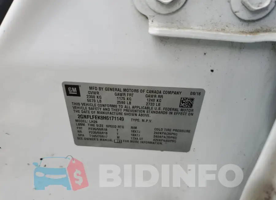 2GNFLFEK8H6171149 Photo# 13