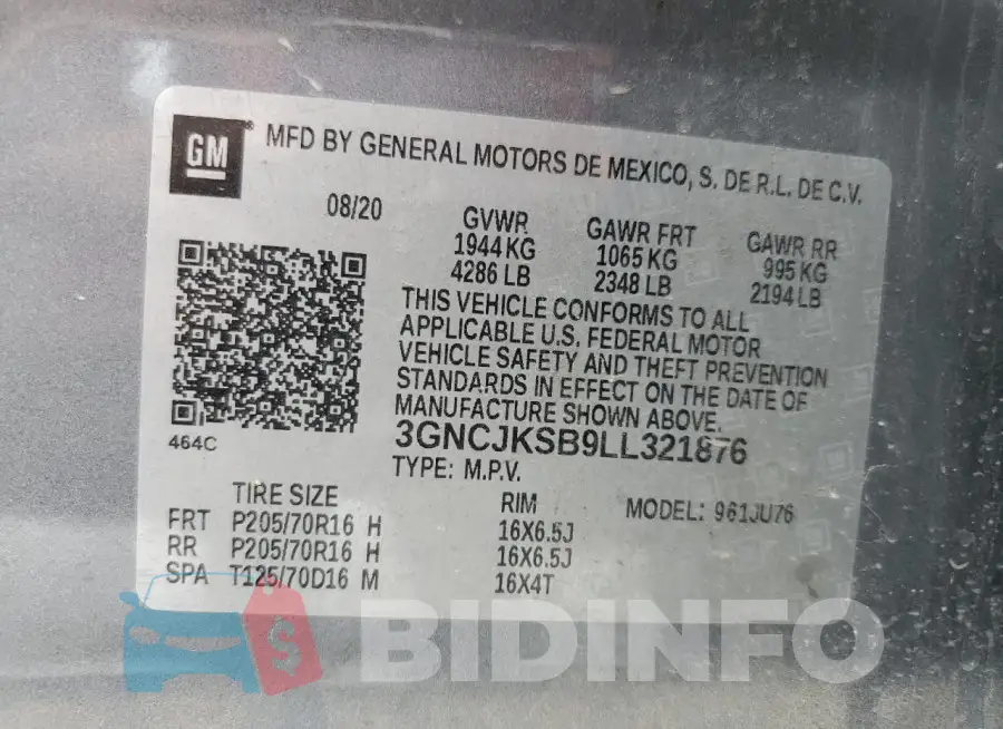 3GNCJKSB9LL321876 Photo# 14