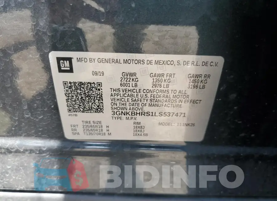 3GNKBHRS1LS537471 Photo# 13