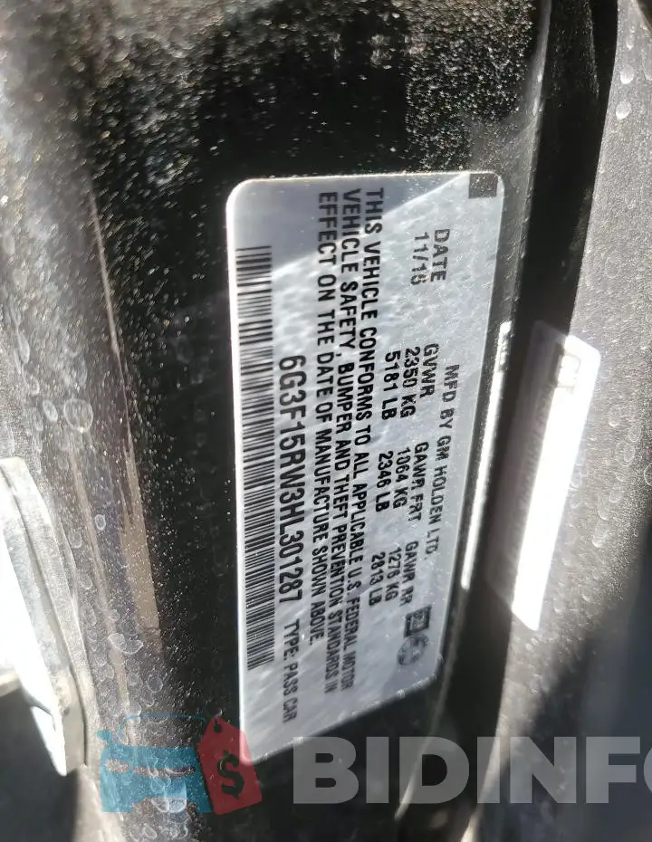6G3F15RW3HL301287 Photo# 12