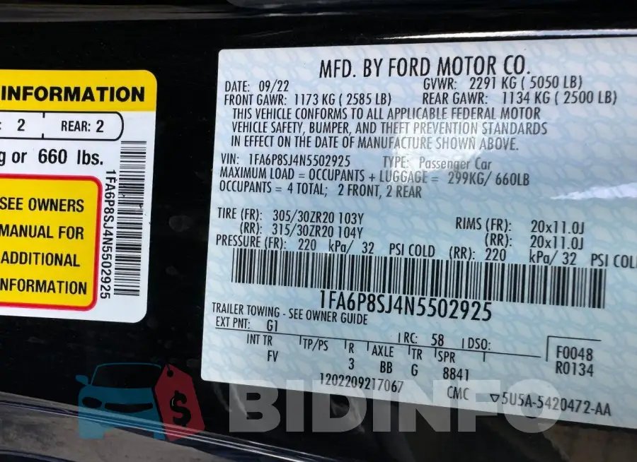1FA6P8SJ4N5502925 Photo# 10
