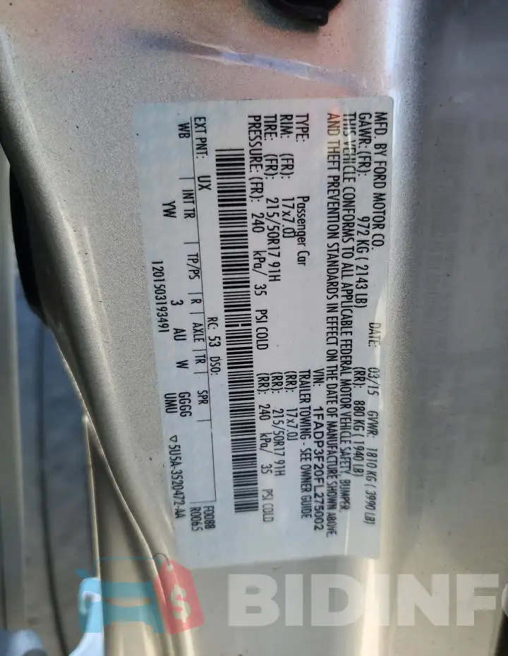 1FADP3F20FL275002 Photo# 12