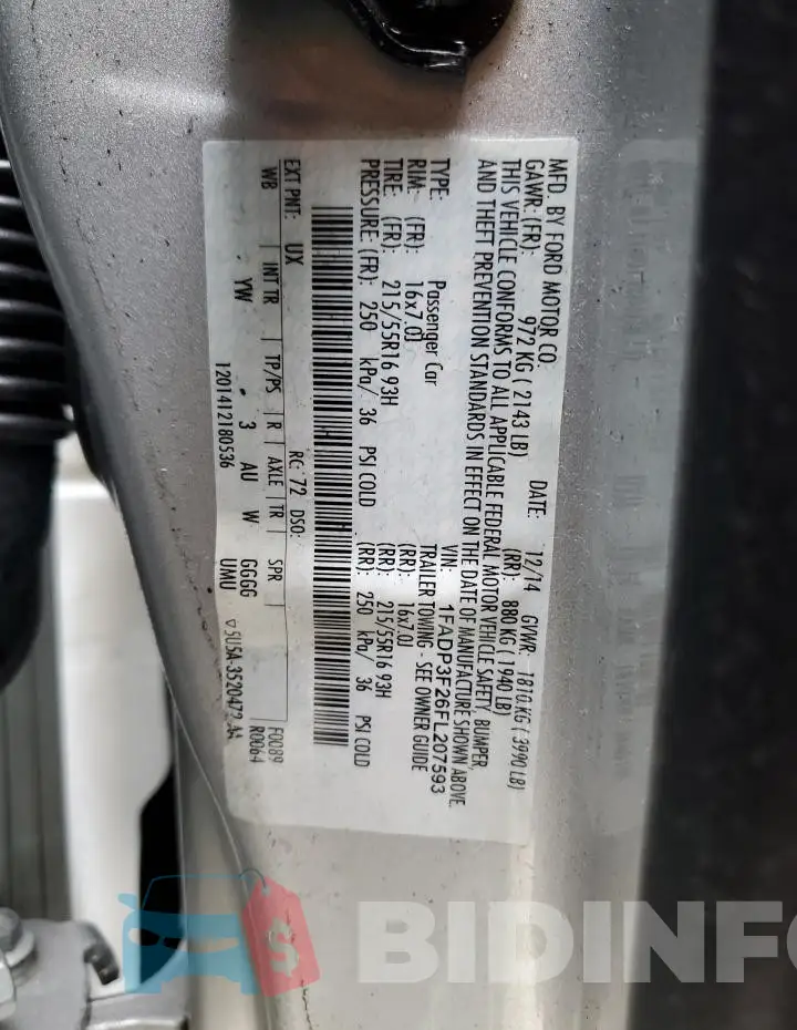 1FADP3F26FL207593 Photo# 12