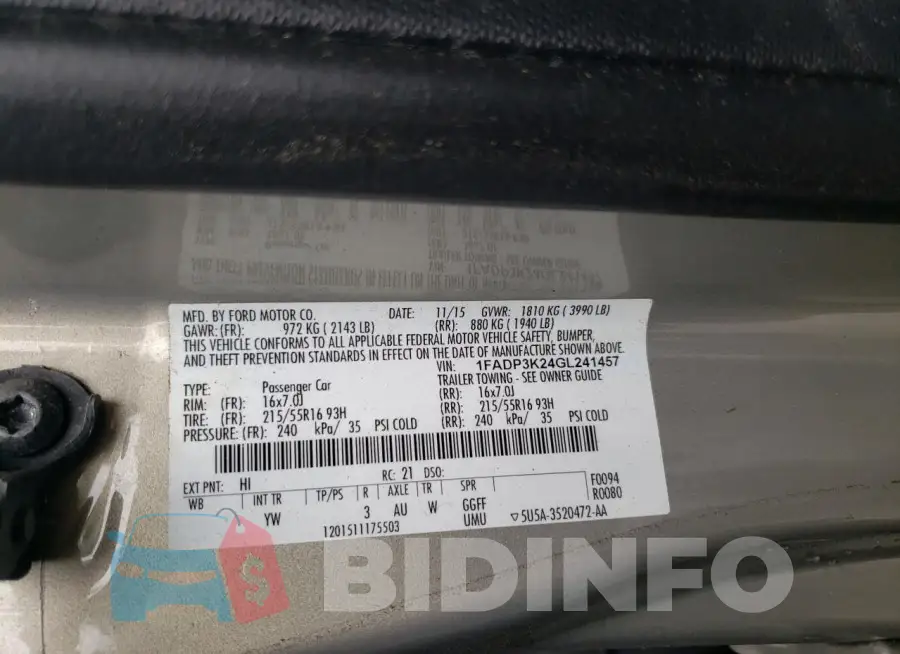 1FADP3K24GL241457 Photo# 12