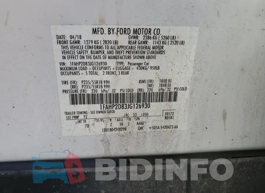 1FAHP2D83JG126930 Photo# 12