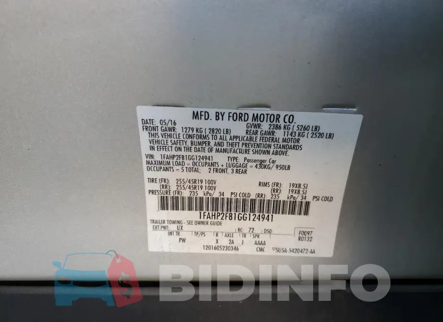 1FAHP2F81GG124941 Photo# 13