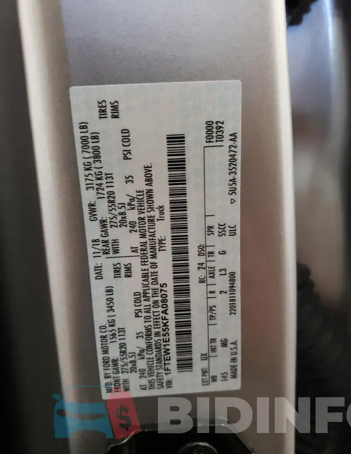 1FTEW1E55KFA08075 Photo# 12
