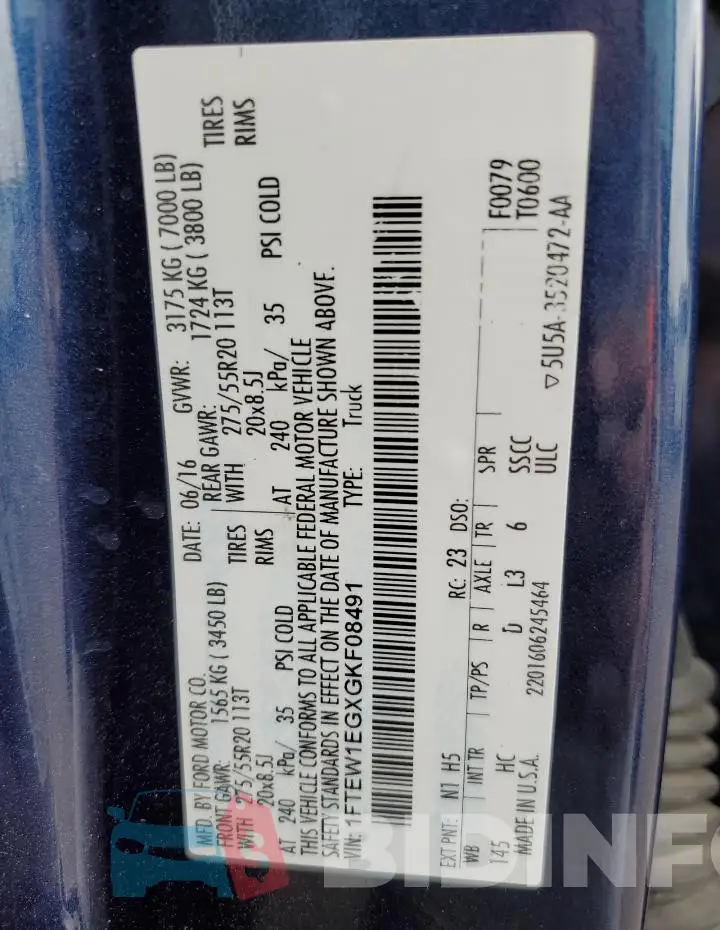 1FTEW1EGXGKF08491 Photo# 12