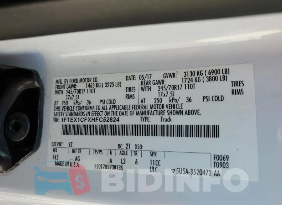 1FTEX1CFXHFC52824 Photo# 12