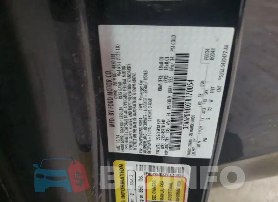 3FA6P0HDXFR170054 Photo# 12