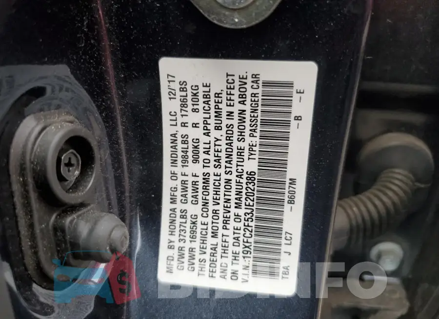 19XFC2F53JE202386 Photo# 12