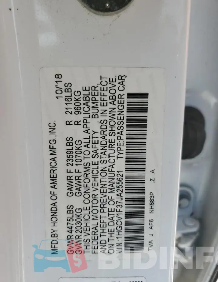 1HGCV1F37JA255621 Photo# 12
