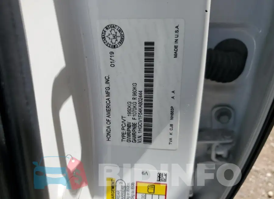 1HGCV1F54KA802444 Photo# 12