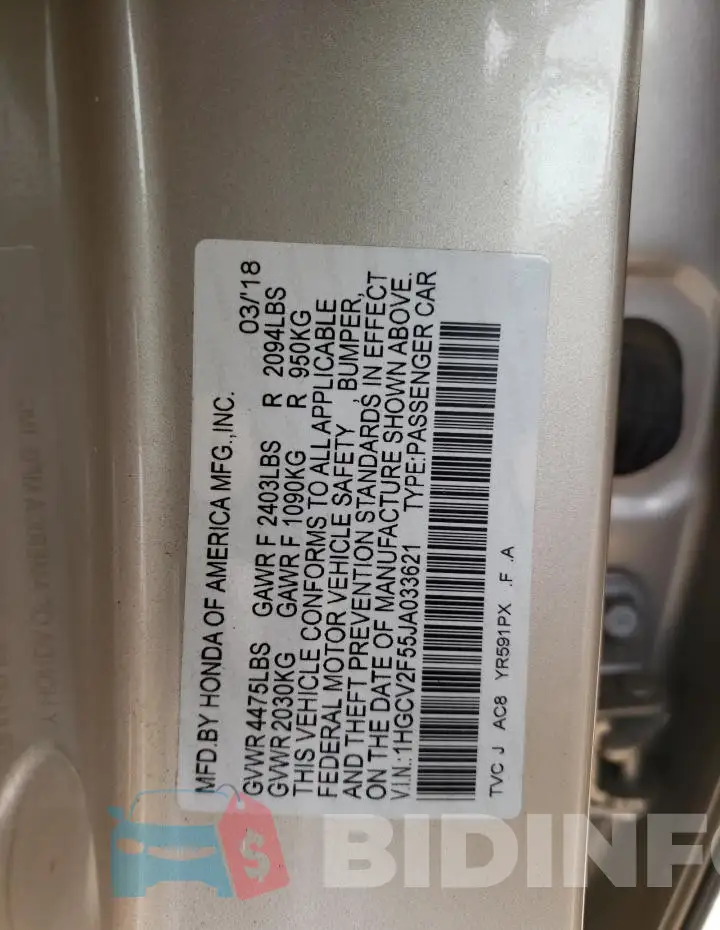 1HGCV2F55JA033621 Photo# 12