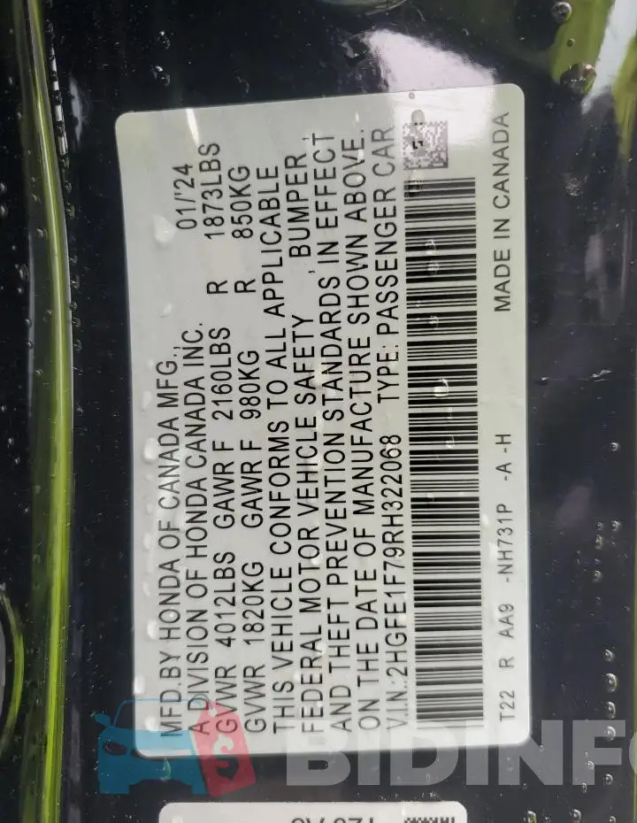2HGFE1F79RH322068 Photo# 12