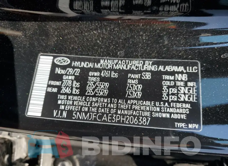 5NMJFCAE3PH206387 Photo# 13