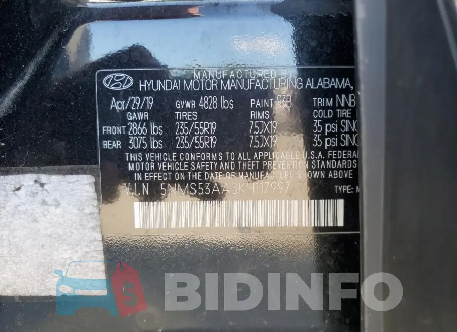 5NMS53AA5KH117997 Photo# 13
