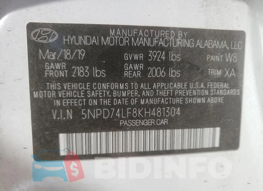 5NPD74LF8KH481304 Photo# 13