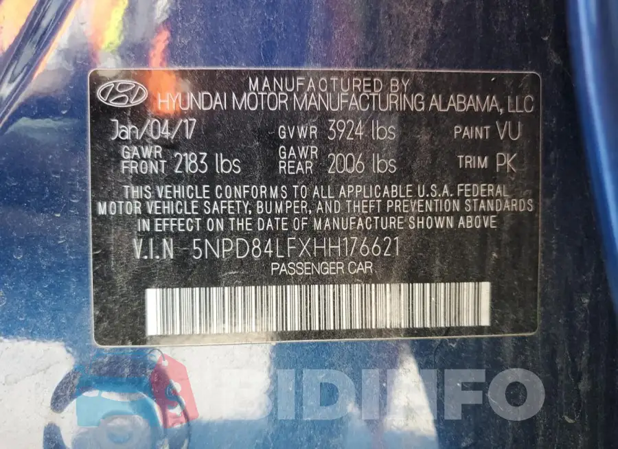 5NPD84LFXHH176621 Photo# 13