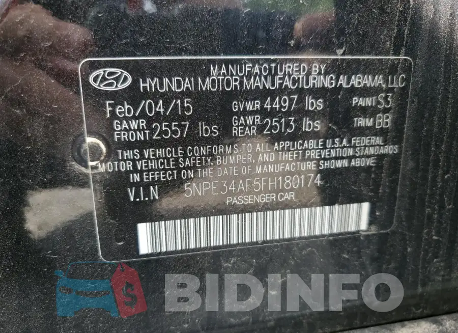 5NPE34AF5FH180174 Photo# 13