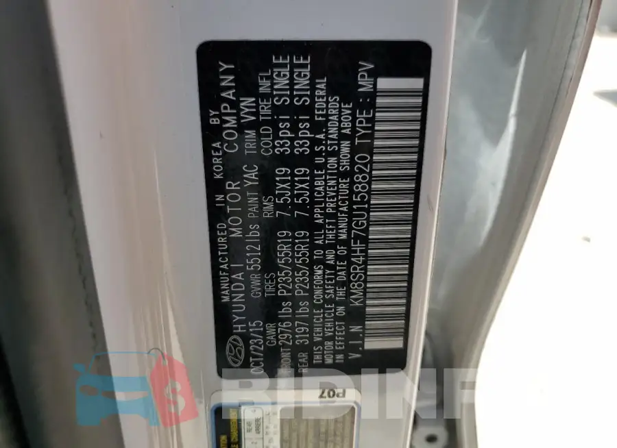 KM8SR4HF7GU158820 Photo# 13