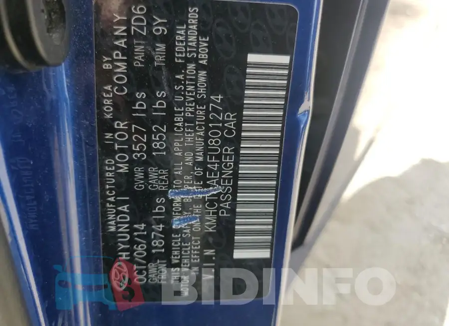 KMHCT4AE4FU801274 Photo# 12