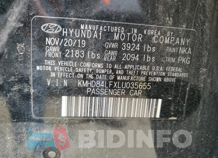 KMHD84LFXLU035655 Photo# 12
