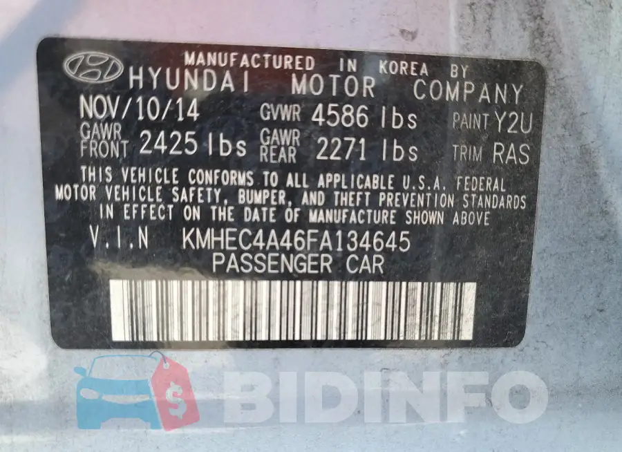 KMHEC4A46FA134645 Photo# 12