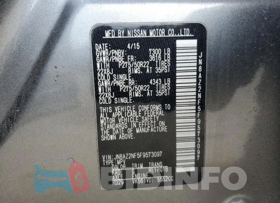 JN8AZ2NF5F9573097 Photo# 12