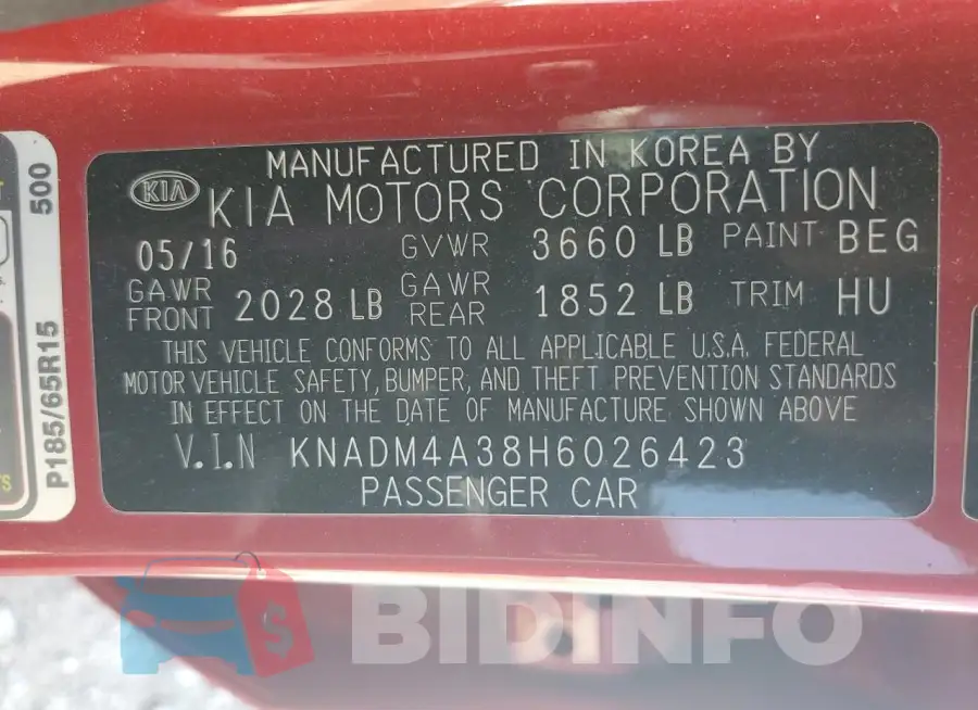KNADM4A38H6026423 Photo# 12