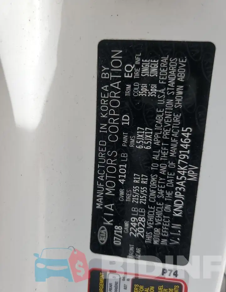 KNDJP3A54K7914645 Photo# 13